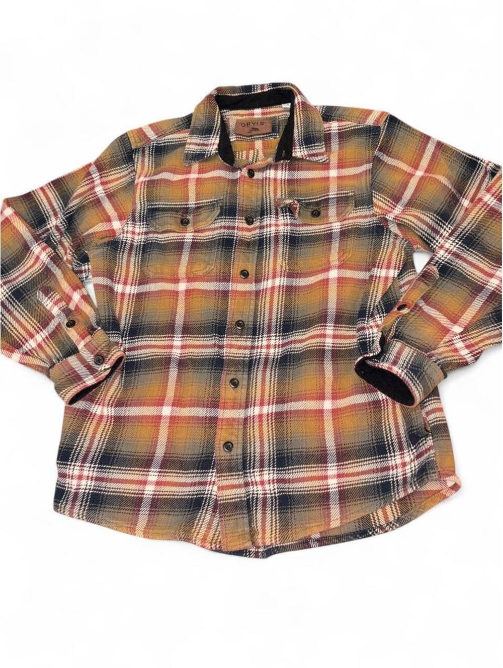 Orvis Men's Big Bear Heavyweight Plaid Flannel Shacket Shirt Jacket